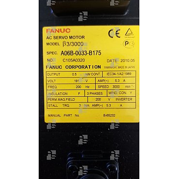 A06B-0033-B175 SV MOTOR b3/3000 STRAIGHT, BRAKE, A32 - le_tipo Supply ❒ Hoo-oo.com