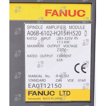 A06B-6102-H215#H520 ALPHA SPINDLE AMPLIFIER SPM 15 TYPE I - le_tipo Supply ❒ Hoo-oo.com