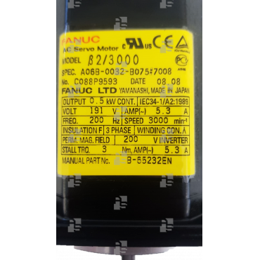 A06B-0032-B075#7008 SV MOTOR b2/3000 STRAIGHT SHAFT, A32, KEY - le_tipo Supply ❒ Hoo-oo.com