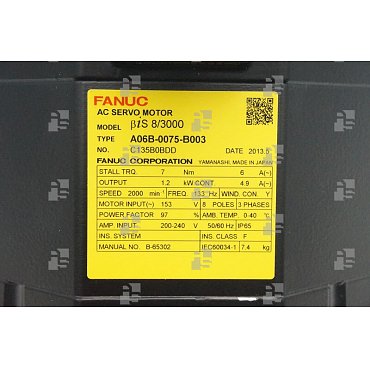 A06B-0075-B003 SV MOTOR biS 8/3000 TAPER SHAFT R - le_tipo Supply ❒ Hoo-oo.com